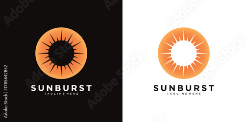 Sun logo design with circle and gold color