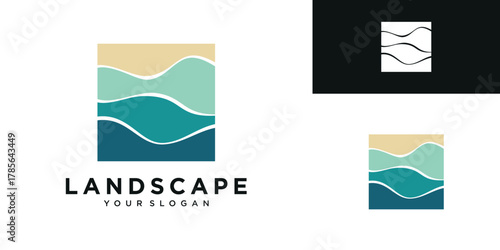 Ocean ​​landscape abstract design logo template