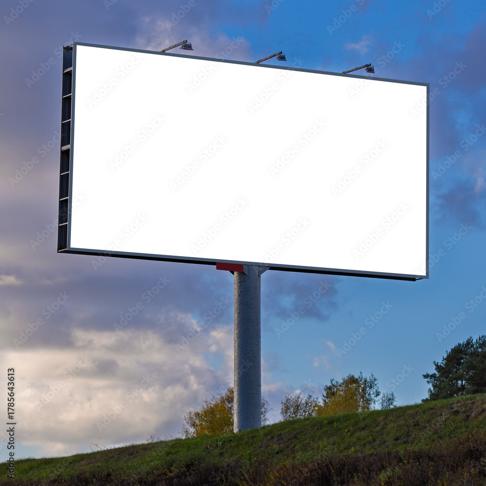 Fototapeta premium Background for design, white billboards on city streets and along roads