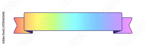 シンプルでポップなコピースペースのある虹色のリボン - フレームやバナー、装飾のデザインパーツ素材