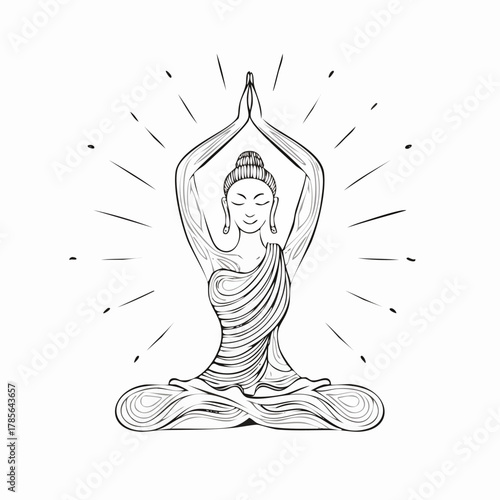 Meditating Buddha in Lotus Position with Radiant Aura.