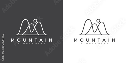Mountain hill logo line art design