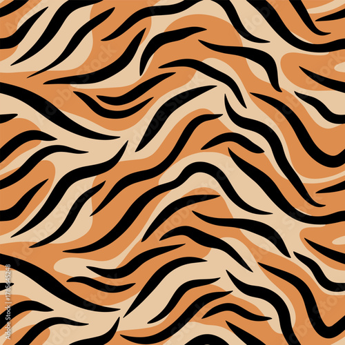 Tiger Stripe Seamless Animal Pattern Background