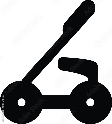 Black & White Stroller Icon Vector: Simple Baby Carriage Graphic for Nursery Decor, Printable Art, & Minimalist Design Projects