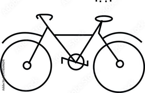 Simple Line Art Bicycle Illustration: Black and White Minimalist Bike Drawing for Transportation, Cycling, and Design Projects