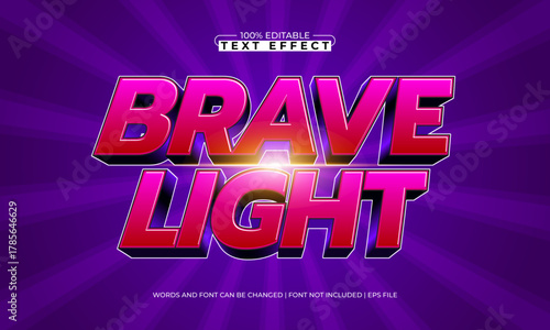 brave light editable hero text effect with strong metallic style