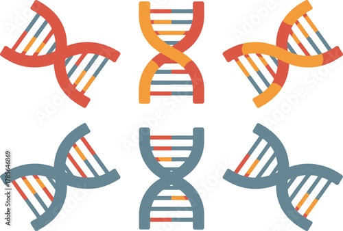 Colorful DNA helix designs for science, medicine, or education presentations and design