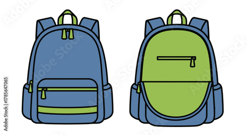 Backpacks school bags rucksack knapsack bookbag travel bag vector