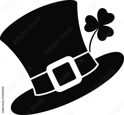 Lucky Top Hat with Shamrock Decoration Celebrating Irish Heritage and Festive St Patricks Day Celebrations