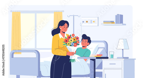 Hospital Visit: Mother Delivers Sympathy Bouquet to Her Recovering Child