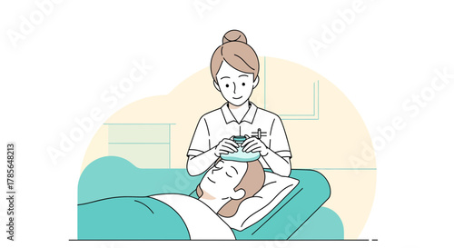 Hospital Treatment: Relaxing Therapy with Ice Pack Applied by Attentive Medical Professional