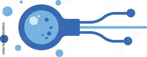 Abstract blue microorganism vector illustration showing futuristic biological cell design, modern science technology concept for microbiology, genetics, and medical research.