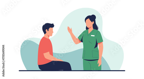 Medical Consultation Illustration Depicting A Healthcare Professional With A Patient