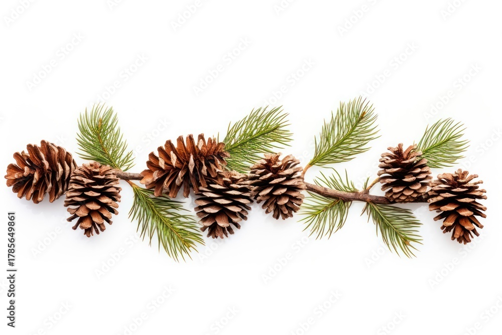 Naklejka premium Fir branches with cones in the corner plant tree pine.