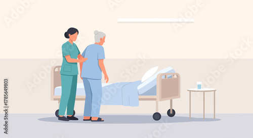 Medical Professional Aids Patient, Promoting Recovery and Providing Supportive Healthcare