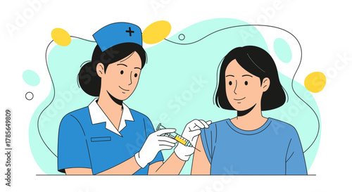 Medical Professional Administering Vaccine, Illustrating Healthcare, Immunization, and Wellness