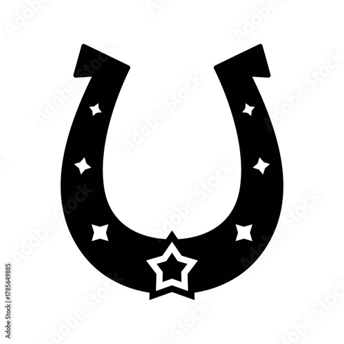 Star pattern lucky horseshoe silhouette vector