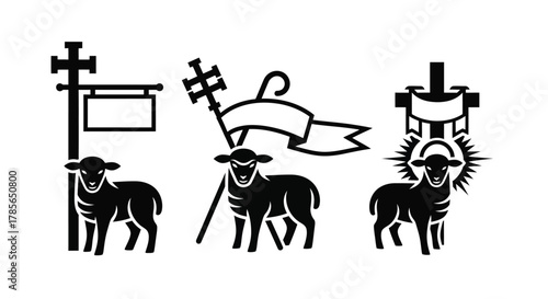Lamb of god vector icons christianity symbols religious design