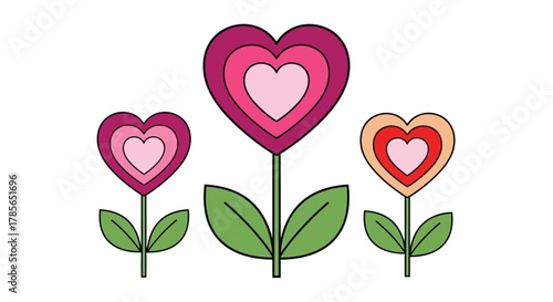 Heart flowers clip art vector illustration valentine's day love