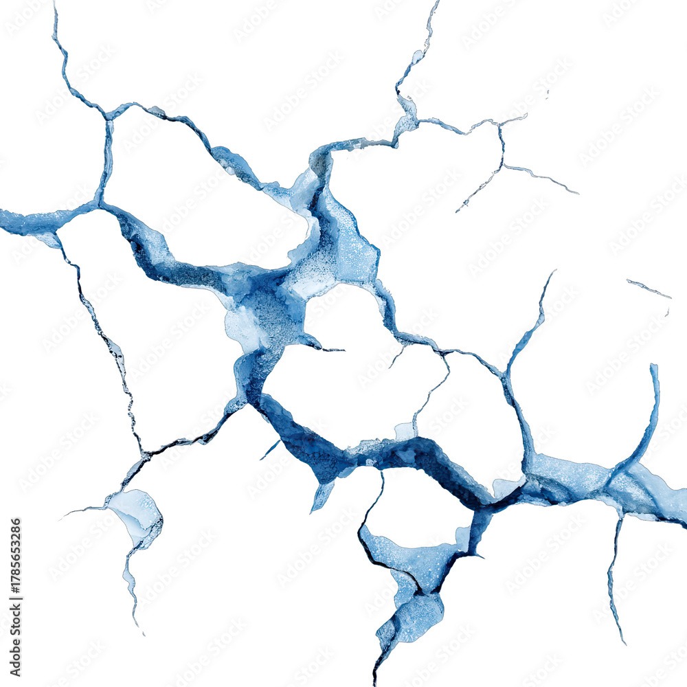 Obraz premium Abstract Blue Icy Cracks on a Dark Background