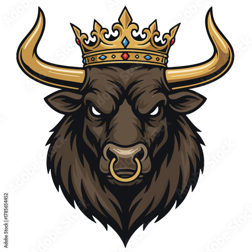 aesthetic logo of the byson king with a crown symbolizing strength and grandeur
