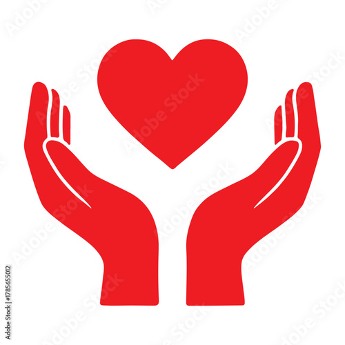 Wallpaper Mural Two hands gently holding a red heart isolated on white background Torontodigital.ca