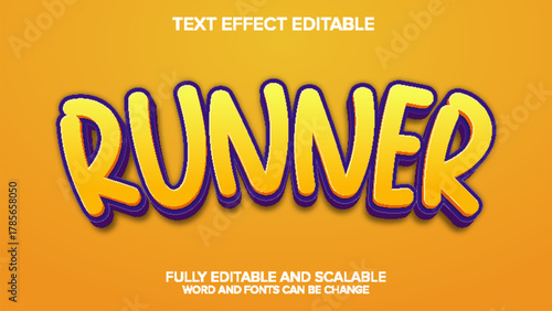 runner cartoon text effect vector editable
