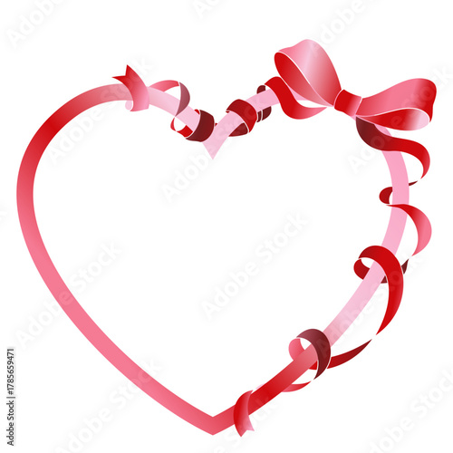 バレンタイン風のリボンのハートのフレーム