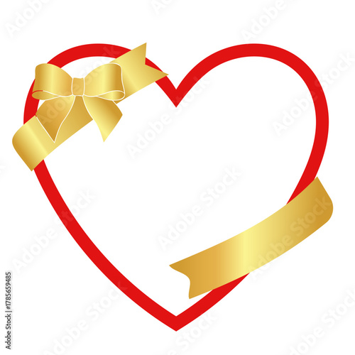 ハートのフレームとラッピングリボン