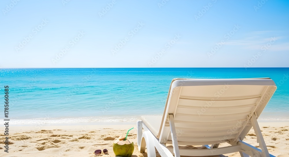 Fototapeta premium lounge chairs on the beach