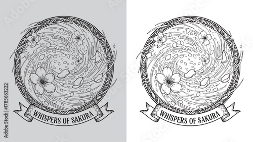 Whispers of Sakura - Swirling Cherry Blossom Petals Abstract Circular Design