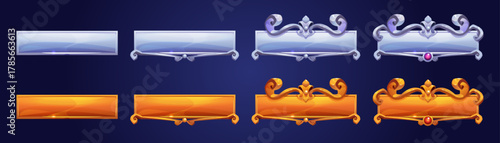 Game silver and gold buttons with fantasy frames