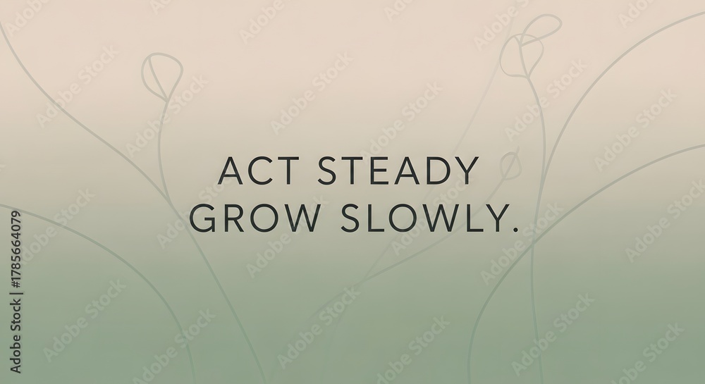 Naklejka premium Inspirational quote on personal growth and patience with a subtle background design and calming color palette