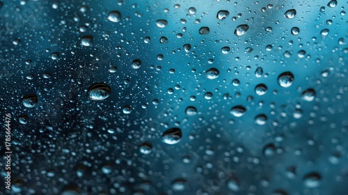 Wallpaper Mural Close Up View Of Raindrops On Glass Blue Tones Creating A Calming Texture Torontodigital.ca