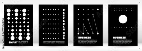 Abstract geometric backgrounds for reports and presentations. Use for science, analytics, digital innovation, and corporate documents. Minimalist vector design with lines and circles.