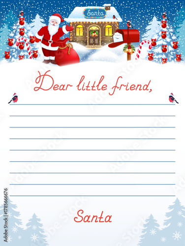 Layout letter from Santa Claus with inscription 