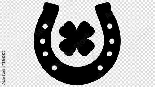 Stunning horseshoe and four leaf clover design for good luck and fortune themes and St Patrick's Day