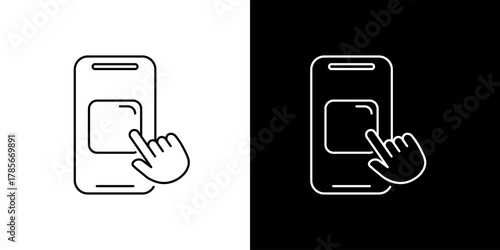 Smartphone Hand Touch Vector Outline Icons for UI Design
