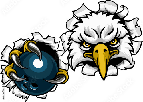 An eagle or hawk or falcon bowling bald eagles mascot