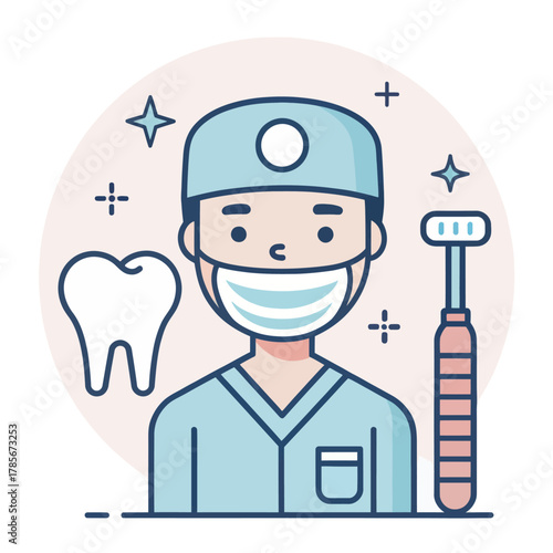 A Dentist Icon in Modern Flat Style Depicting Dental Health