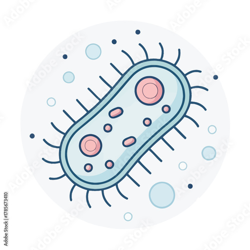 A flat vector icon image of a bacteria cell for science use