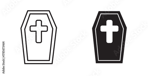 coffin icon in fill and black stroke