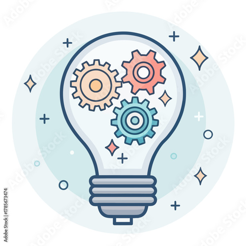 A flat vector icon representing scientific discovery and imagination