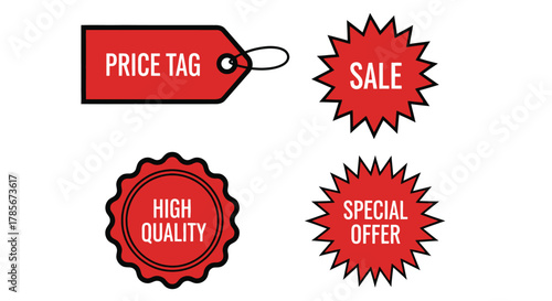 Price tag sale special offer high quality retail promotion vector editable