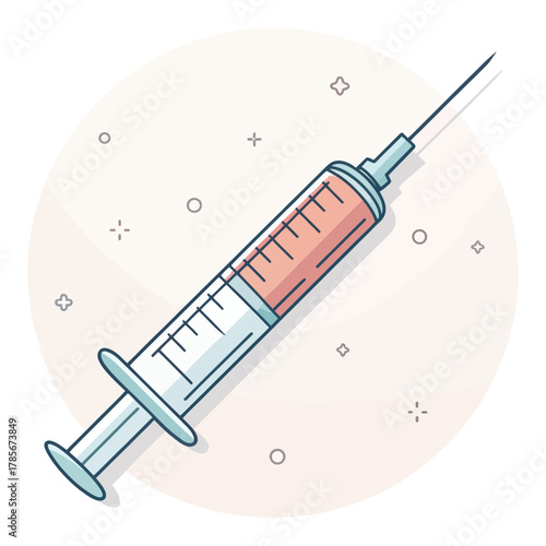 A Syringe Injecting Medicine as a Flat Pastel Vector Icon