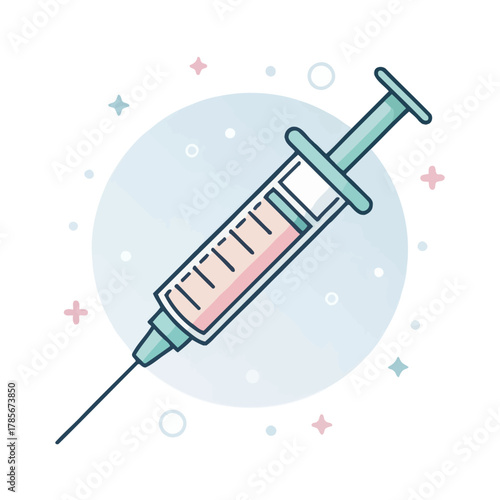 A syringe injecting a vaccine for preventative medical care