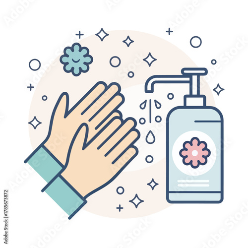 A vector illustration of hand hygiene cleaning actions