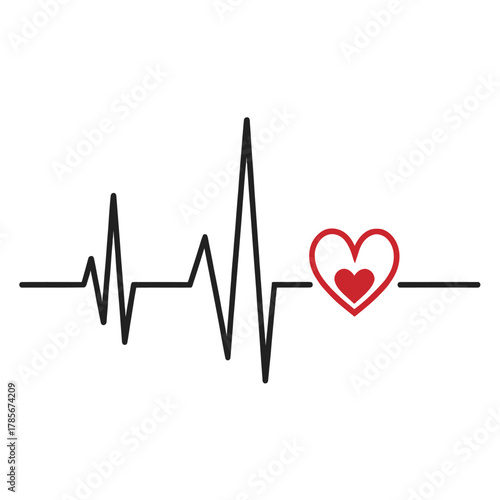 ECG Heartbeat Line Vector Icon Depicting Medical Waveform