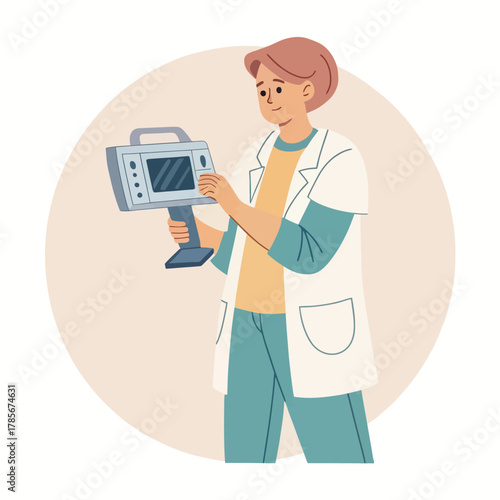 Imaging Technician Icon: A Flat Vector Representation