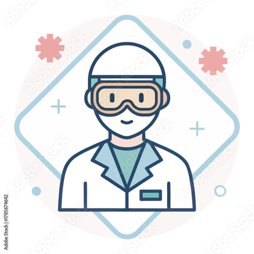 Lab Technician in a Flat Vector Style for Medical Illustration